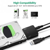 USB 3.0 към SATA III (сата) кабел за 2.5" и 3.5" HDD и SSD + захранване, снимка 5 - Други - 43401640