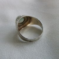 Стар сребърен пръстен с нефрит, снимка 3 - Пръстени - 43031736