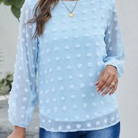 Дамска блуза в синьо с дълъг ръкав и принт на точки, снимка 10 - Блузи с дълъг ръкав и пуловери - 40828435