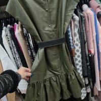Нова колекция луксозна кожена рокля / туника + колан. Налични цветове:зелен горчица и чер , снимка 3 - Рокли - 34824546