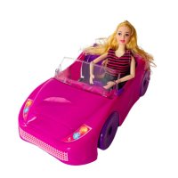 Детска розова кола с Барби и Кен, снимка 3 - Кукли - 43252226