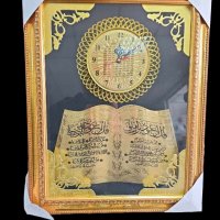 Стенен часовник в съчетание с молитви върху пано с рамка, версия на Корана, снимка 1 - Стенни часовници - 43543801