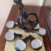 Рядка находка. Винтидж комплект от 5 чаши и стомна  Black Ceramic , снимка 6 - Антикварни и старинни предмети - 39646472