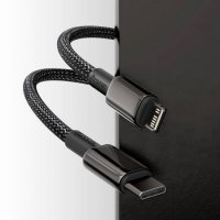 Кабел USB към Lightning 2m 20W PD Baseus CATLWJ-A01 QC Черна оплетка Cable USB to Lightning, снимка 3 - USB кабели - 38581130