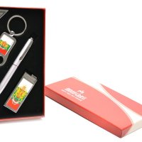 Луксозен подаръчен комплект включващ ключодържател, запалка и химикал, снимка 1 - Български сувенири - 43091013