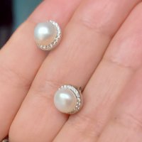 Японски дизайнерски обеци с естествена перла и циркон - проба 925 / Oт "Swan" pearls , снимка 11 - Обеци - 33148077