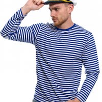 Нов мъжки моряшки комплект: моряшка блуза с дълъг ръкав и капитанска шапка, снимка 5 - Блузи - 32771009