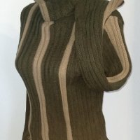 Пуловер в раейта с поло яка / зелен / голям размер , снимка 2 - Блузи с дълъг ръкав и пуловери - 27424616