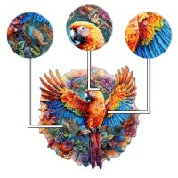 Дървен пъзел ”Тропически папагал”, снимка 3 - Игри и пъзели - 43450838