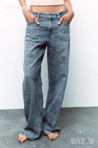 Дамски дънки с капси Zara, снимка 1