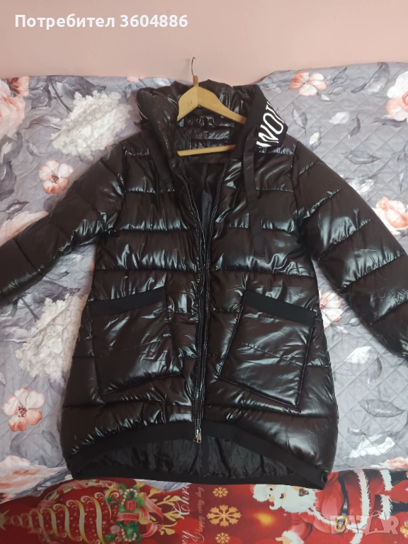 Черно зимно яке с качулка , снимка 1