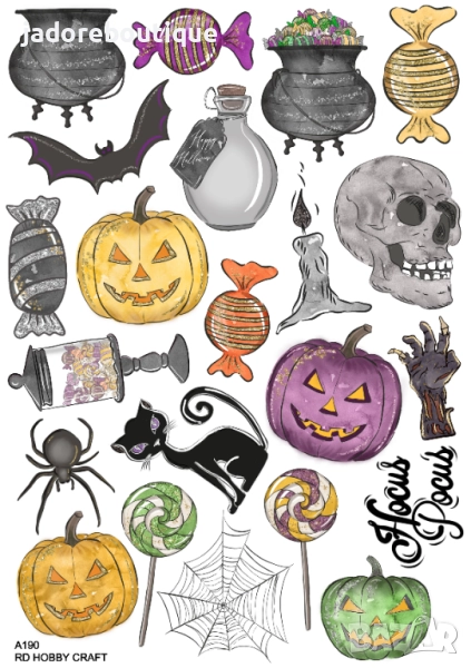 Скрапбук стикери за декорация планер halloween хелоуин самозалепващ лист А5 - различни видове, снимка 1