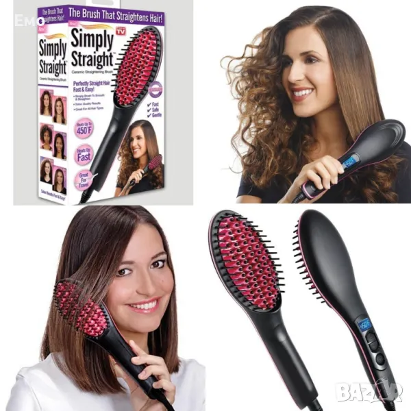 Четка за изправяне и изсушаване с LCD дисплей и 3D керамични цилиндри TV51, снимка 1