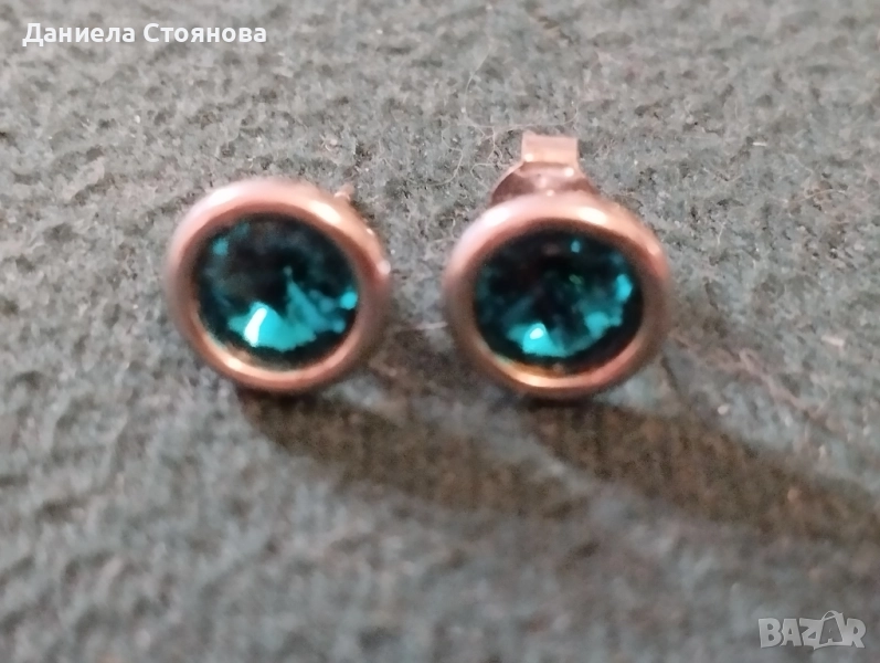 Сребърни обеци с кристали Сваровски , снимка 1