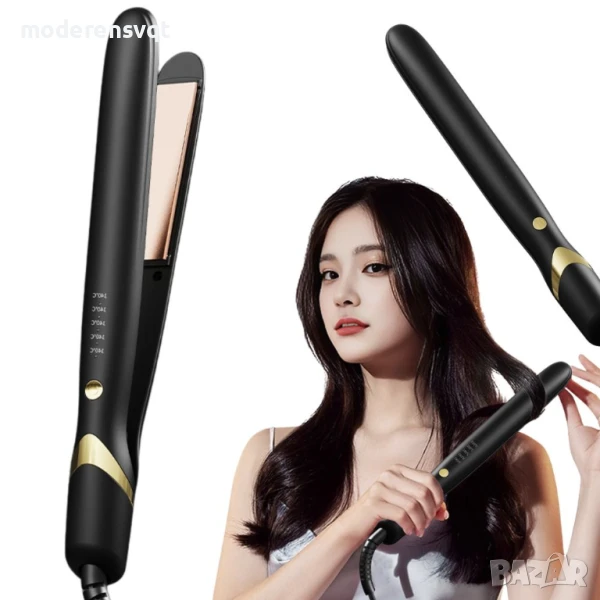 Преса за коса с регулируеми 2в1 къдрици и изправяне на косата керамична, снимка 1