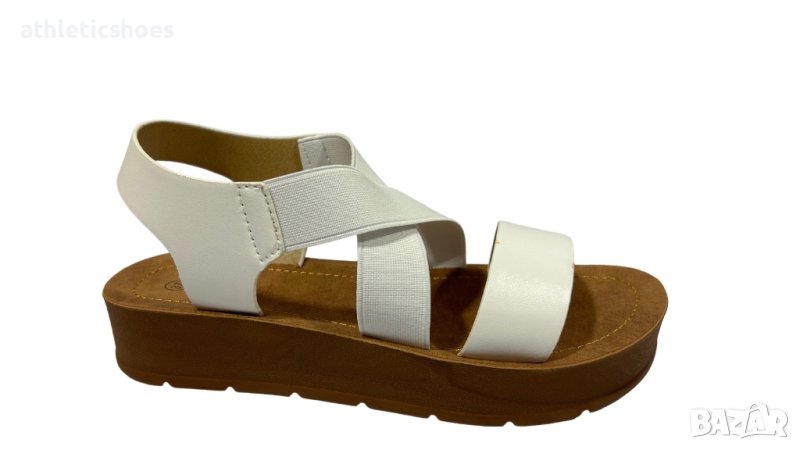 Дамски бели сандали на платформа , снимка 1