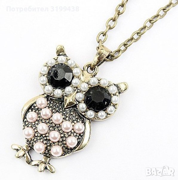 Висулка за колие Сова с имитации на перли, снимка 1