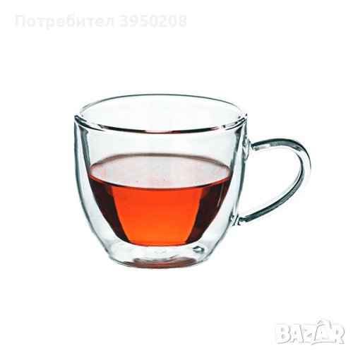 Стъклена чаша за кафе с двойно дъно 300ml, снимка 1