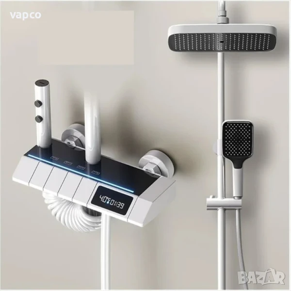 Модерен интелигентен термостатен душ с дисплей и LED подсветка, снимка 1
