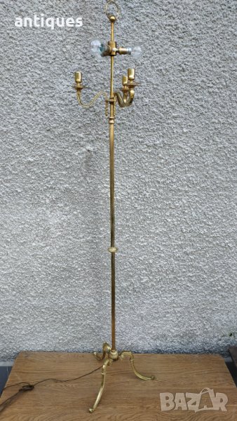 Стар месингов свещник - лампа - Английски - Антика, снимка 1