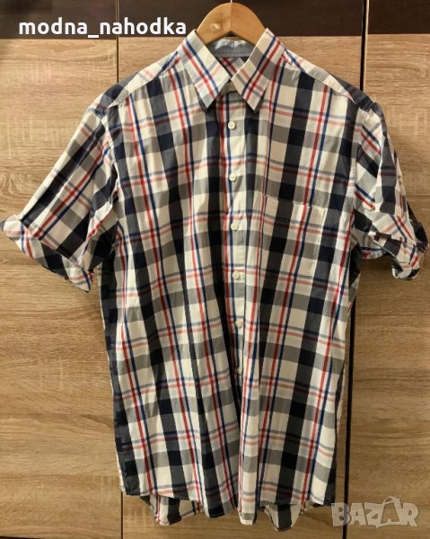 Мъжка карирана риза с къс ръкав, снимка 1