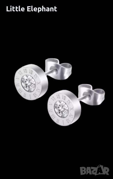 Сребърни обеци бранд с кристали,white/нови, снимка 1