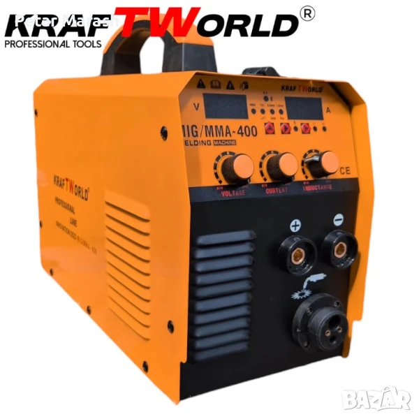 Професионален Инверторен Електрожен KraftWorld 400А с Телоподаващо 2в1 – Компактен и Мощен, снимка 1