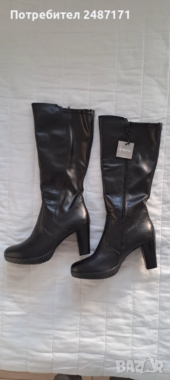 Нови елегантни дамски ботуши на ток Tamaris, снимка 1