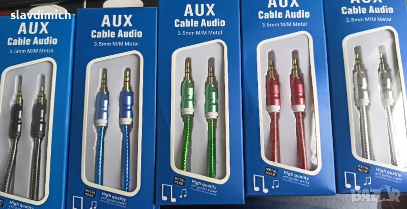 НОВ AUX HQ Metal Head кабел с метална глава и дебел кабел тип оплетка , снимка 1