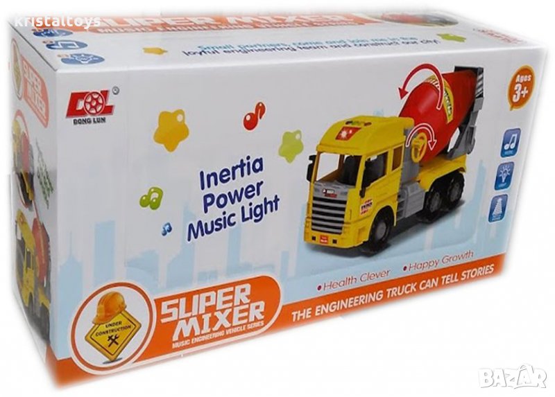 Детска играчка Камион бетоновоз миксер със светлина и звук в подаръчна опаковка, снимка 1