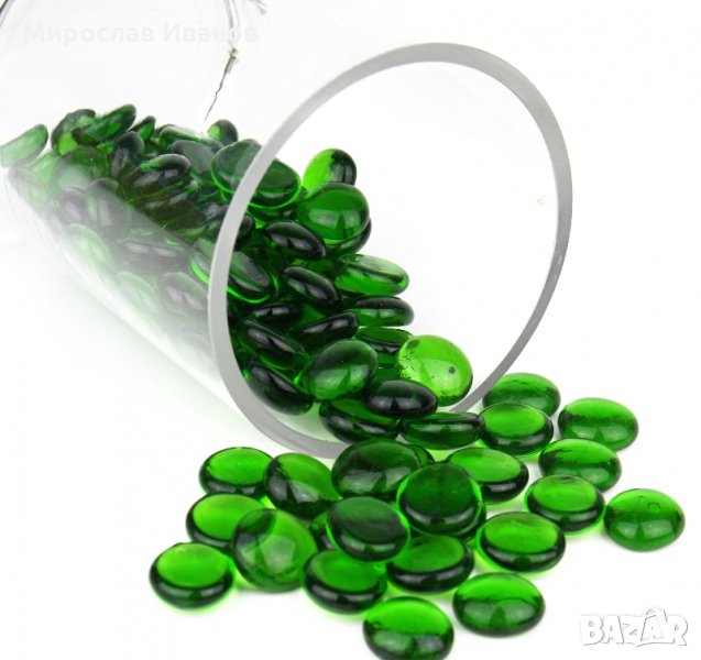зелени стъклени камъ4ета , снимка 1