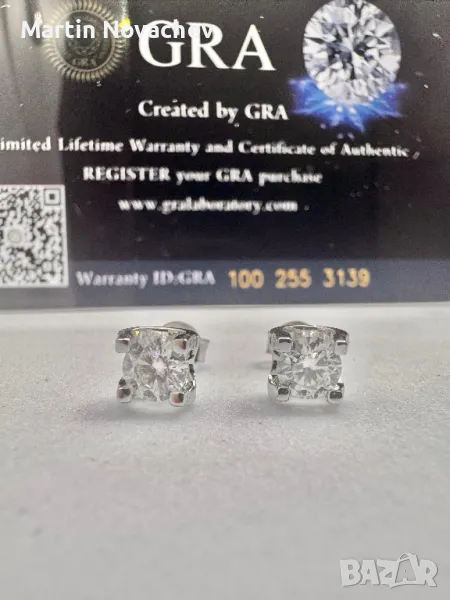 Сребърни обеци с мойсанит (Диамант) 0.5 карата, снимка 1