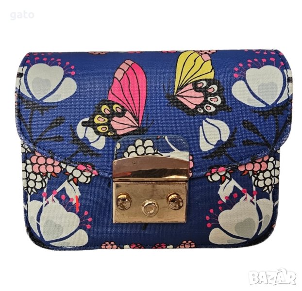 Синя чанта с пеперуди, снимка 1