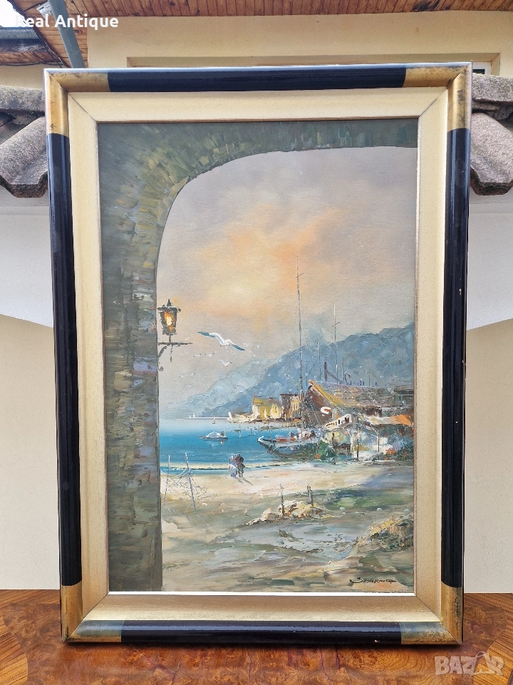 Уникална антикварна майсторска авторска картина масло върху платно , снимка 1