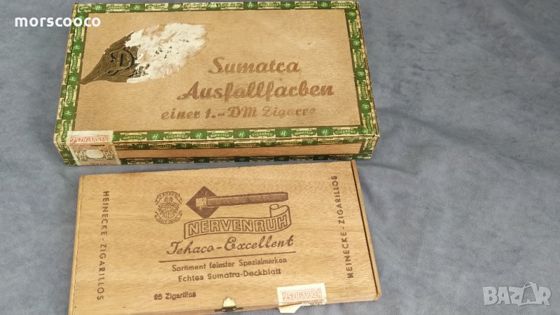 Две стари дървени кутии за пури, снимка 1