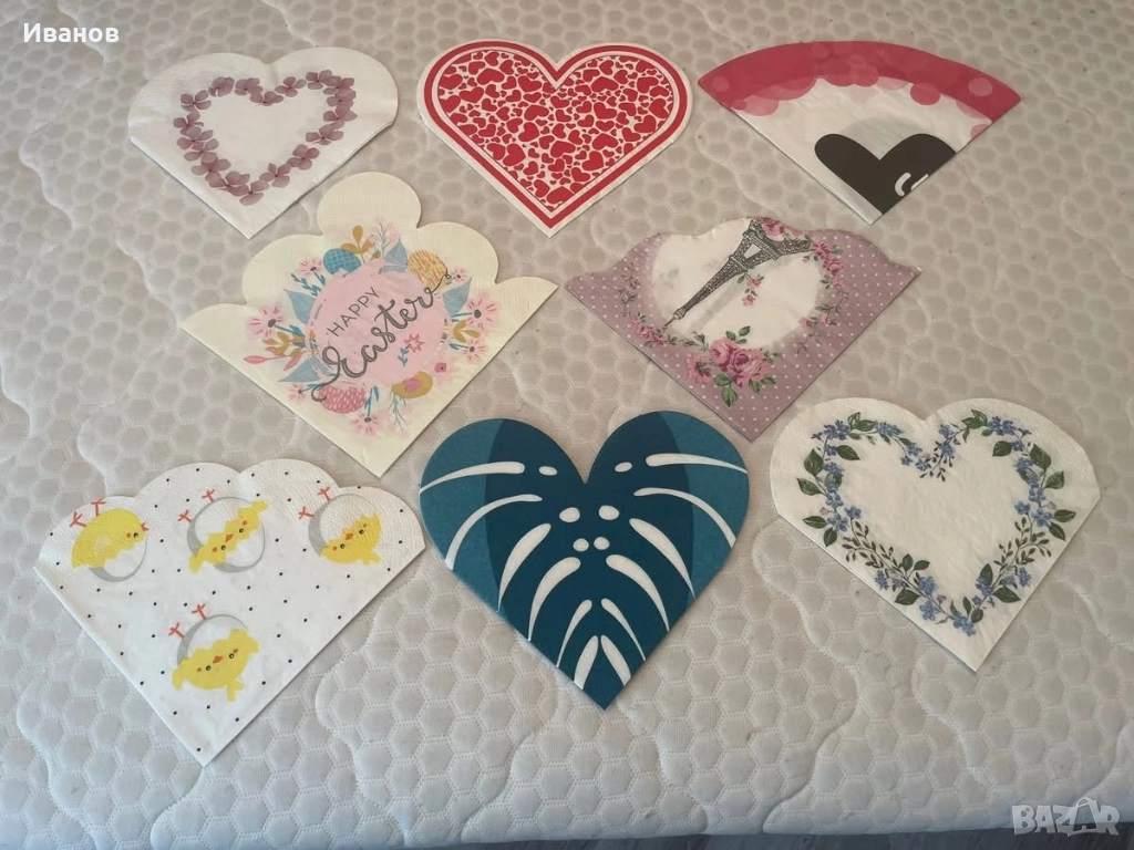 Колекция от 100 бр. кръгли и с различни форми салфетки, снимка 1