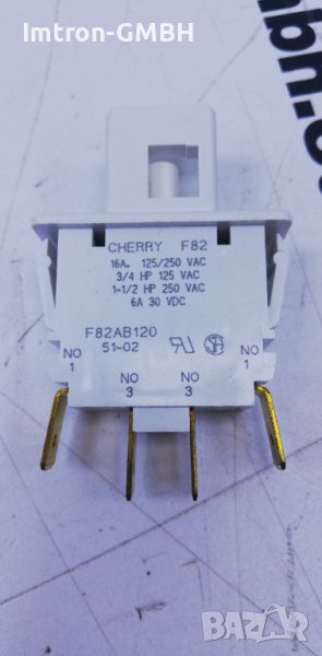 Превключвател с бутон  CHERRY F82 SPST 6/16 ампера, 125/250 vac, 30 VDC, F82AB120, снимка 1