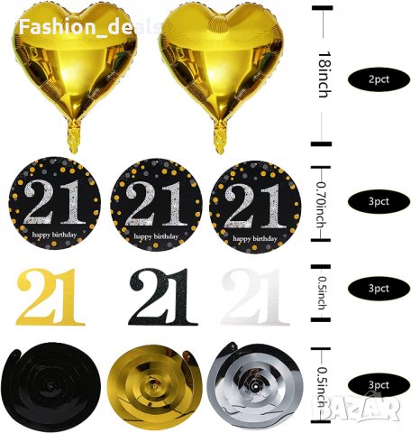Нов Комплект декорации / украса за рожден ден Парти Балони 21 години, снимка 3 - Други - 38191936