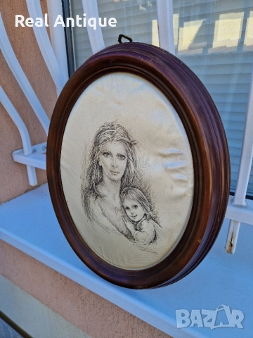 Прекрасна антикварна италианска авторска картина върху коприна- Тарантино , снимка 6 - Картини - 51470906