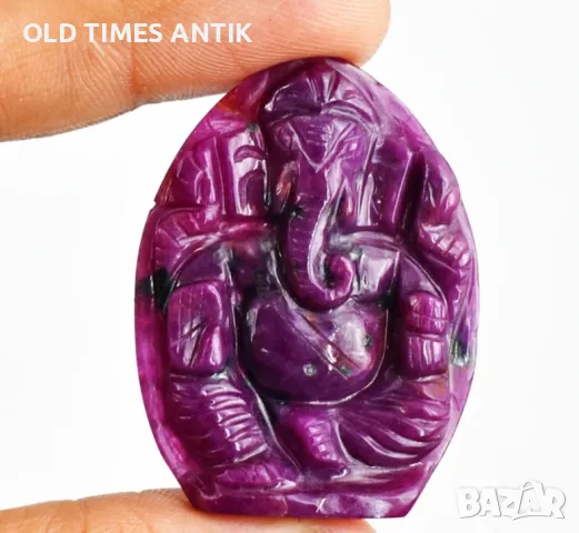 Рубин / Резбован бог Ганеша/Рубин 64 ct. 100% НАТУРАЛЕН , снимка 5 - Антикварни и старинни предмети - 47376764