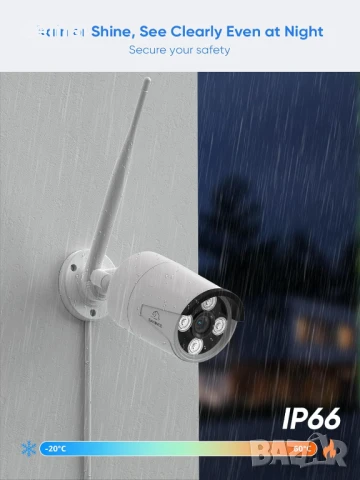 SANNCE 4K Безжични CCTV камери 2 броя за N98WHG 4K NVR, IP66, снимка 5 - IP камери - 51177867