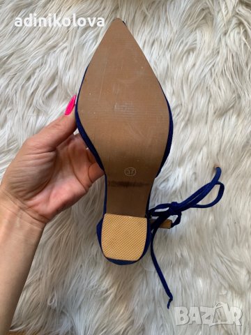 Нови турско сини обувки на ток, снимка 6 - Дамски обувки на ток - 38501823