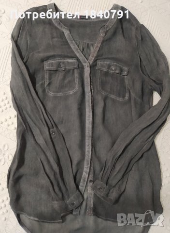 Спортно елегантна блуза Street One, № 44 (XL) – сиво, избелял тип дънков ефект, снимка 1 - Ризи - 32260889