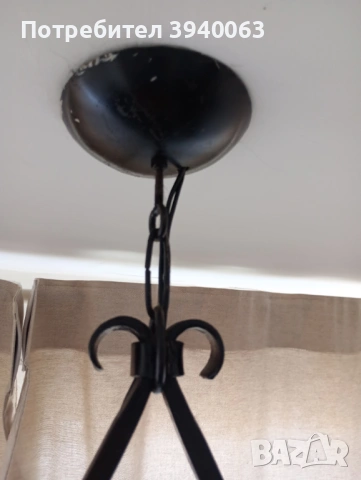 Стар полилей от ковано желязо единичен , снимка 5 - Лампи за таван - 43952225