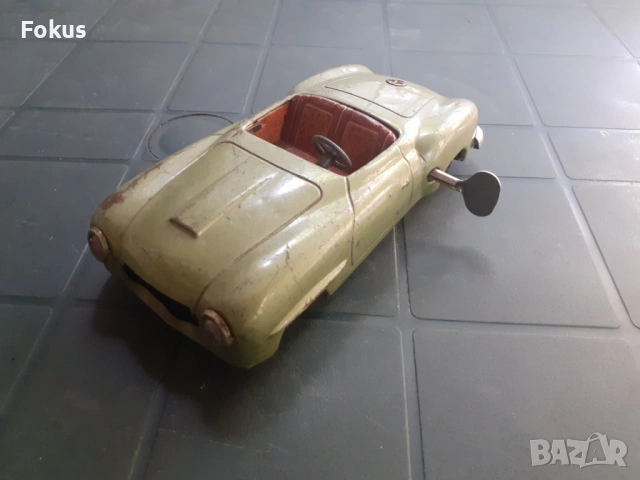 Стара метална германска количка Mercedes с механизъм - рядка, снимка 5 - Антикварни и старинни предмети - 53326865