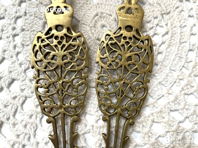 Красиви месингови прибори за сервиране от Англия, снимка 2 - Прибори за хранене, готвене и сервиране - 52641608