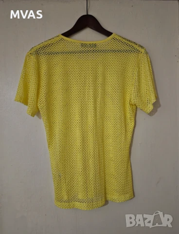 Нова дамска жълта мрежеста блуза S размер , снимка 2 - Туники - 51068190