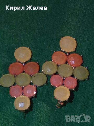 ПОЗЛАТЕНИ ФИНИ КРАСИВИ ЦВЕТНИ КРИСТАЛНИ ФАСЕТИРАНИ АРТ ОБЕЦИ 13901, снимка 3 - Обеци - 36635576