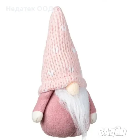Коледна декоративна фигура Гном, Розов, 17 см, снимка 2 - Декорация за дома - 48290035
