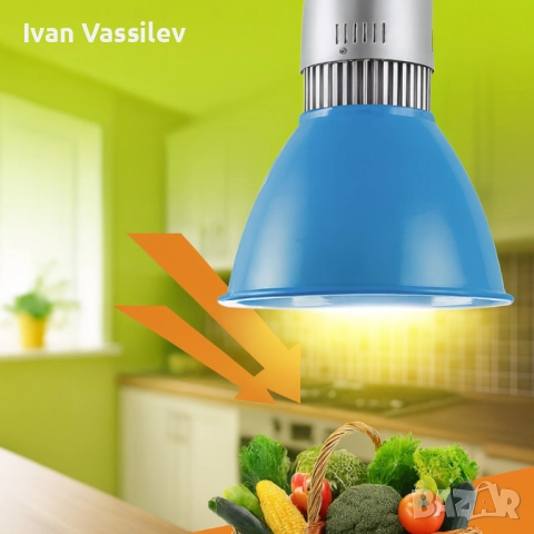 8бр/ LED висяща лампа DL219B – 30W топла светлина за плотове, острови и витрини (Ø250×H280 мм, синя), снимка 1